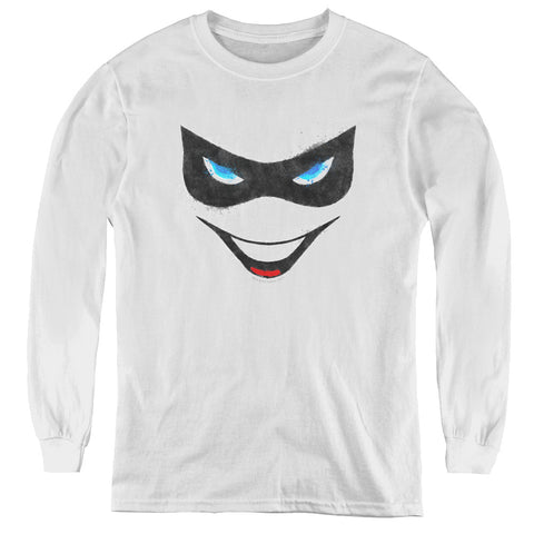 Batman/harley Face - Youth Long Sleeve Tee - White