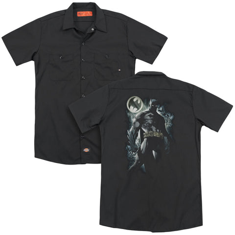Batman/the Knight (back Print) - Adult Work Shirt - Black