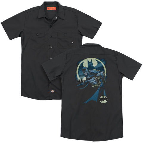 Batman/heed The Call (back Print) - Adult Work Shirt - Black