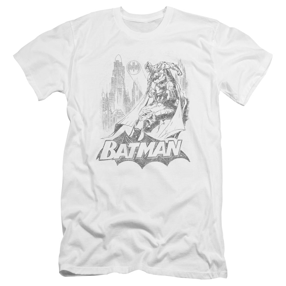 Batman/bat Sketch-premuim Canvas Adult Slim Fit 30/1-white