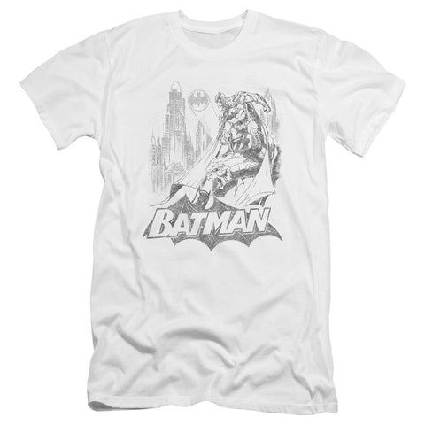 Batman/bat Sketch-premuim Canvas Adult Slim Fit 30/1-white