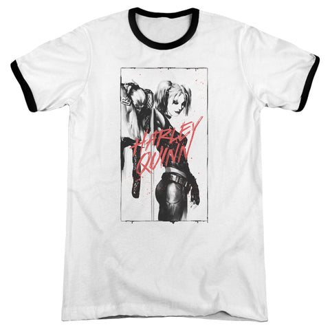Batman/inked Quinn - Adult Ringer - White/black