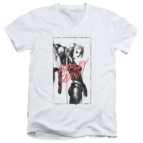 Batman/inked Quinn - S/s Adult V-neck - White