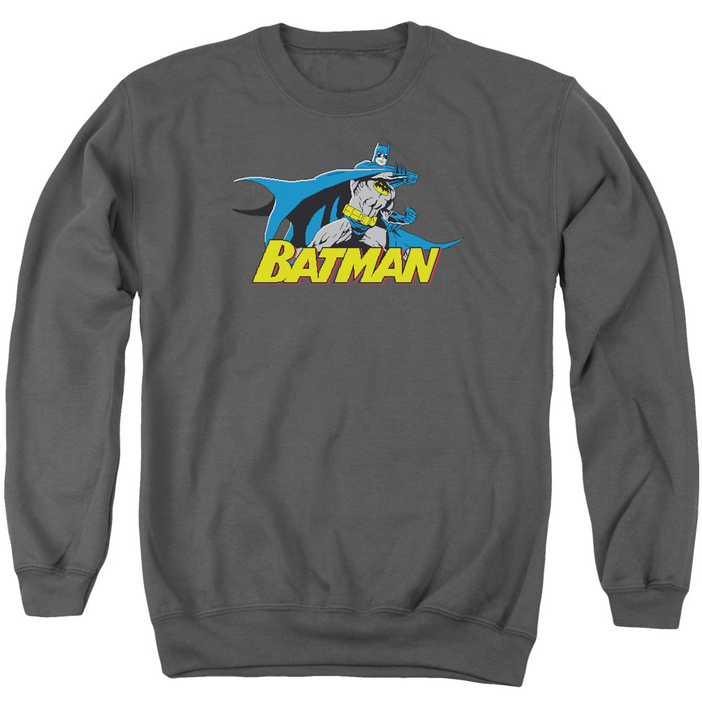 Batman/8 Bit Cape - Adult Crewneck Sweatshirt - Charcoal