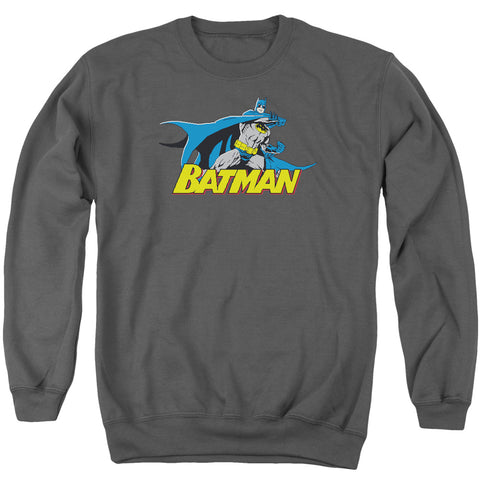 Batman/8 Bit Cape - Adult Crewneck Sweatshirt - Charcoal