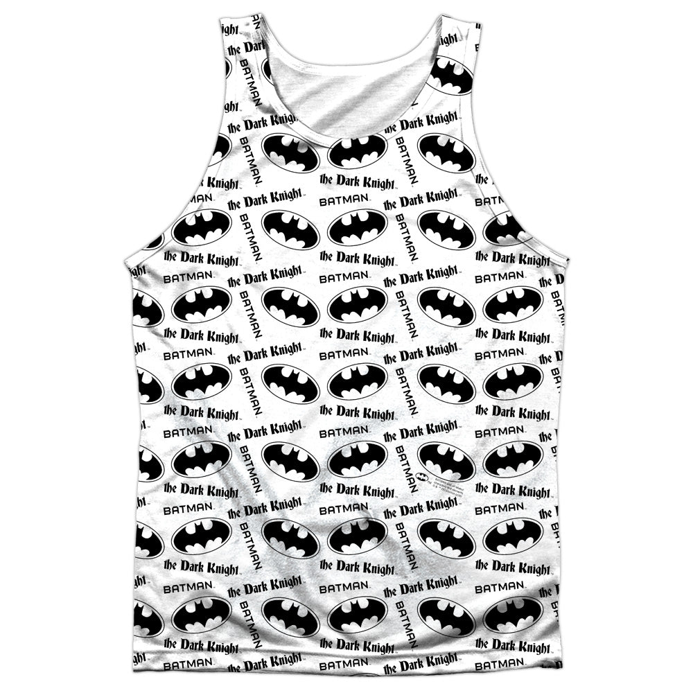 Batman/repeat Dark Knight-adult Poly Tank Top-white