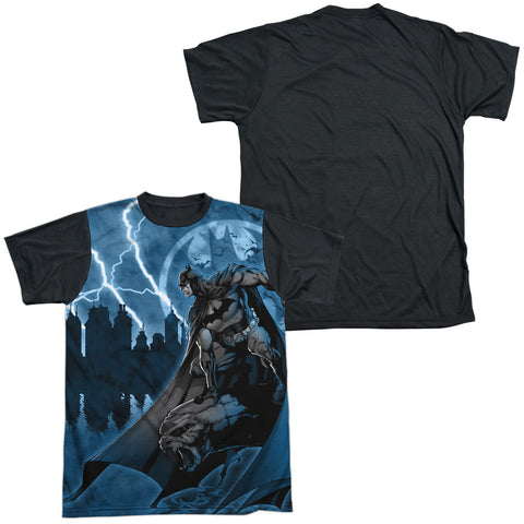 Batman/lightning Strikes-s/s Adult White Front Black Back  -white