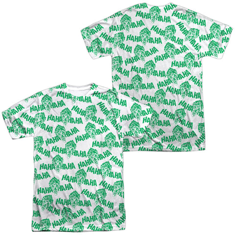 Batman/laughing At You (front/back Print) -  S/s Adult 100% Poly Crew - White