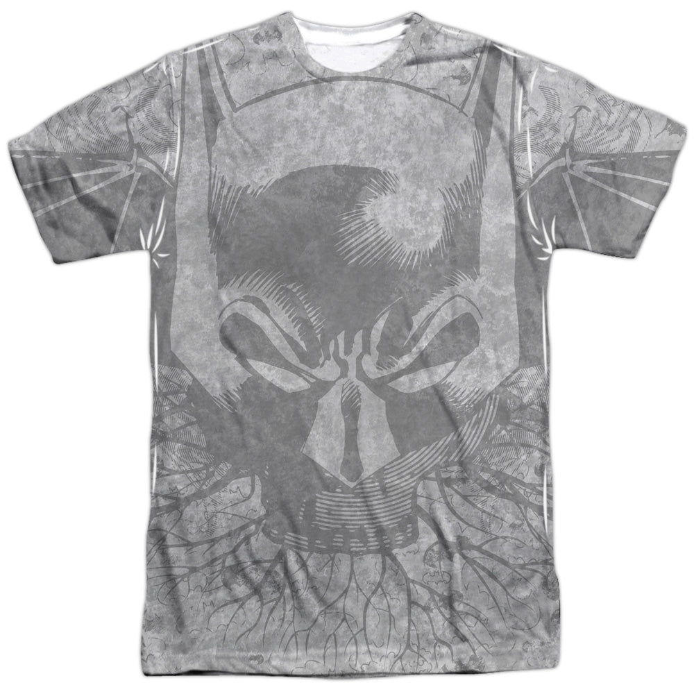 Batman/rooted Bat Skull -  S/s Adult 100% Poly Crew - White