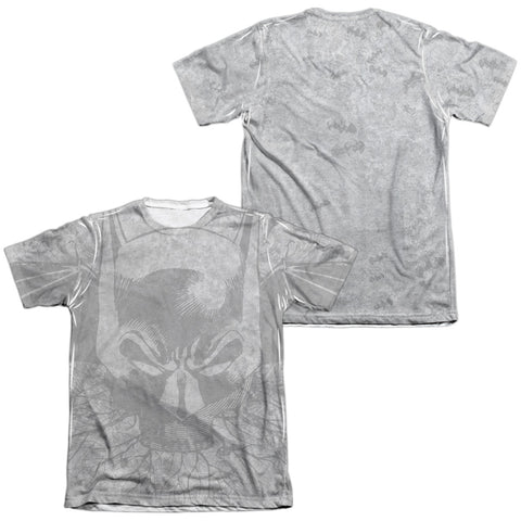 Batman/rooted Bat Skull (front/back Print) - Adult 65/35 Poly/cotton S/s Tee - White