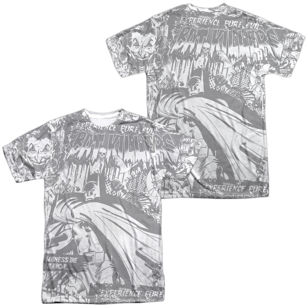 Batman/bat Killers (front/back Print) -  S/s Adult 100% Poly Crew - White