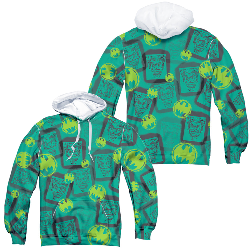 Batman/rivalry (front/back Print)-adult Poly Pullover Hoodie-white