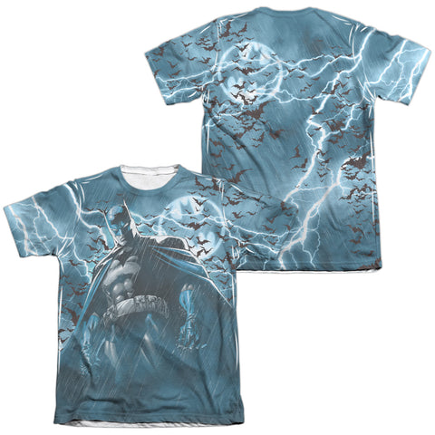 Batman/stormy Kngiht (front/back Print) - Adult 65/35 Poly/cotton S/s Tee - White