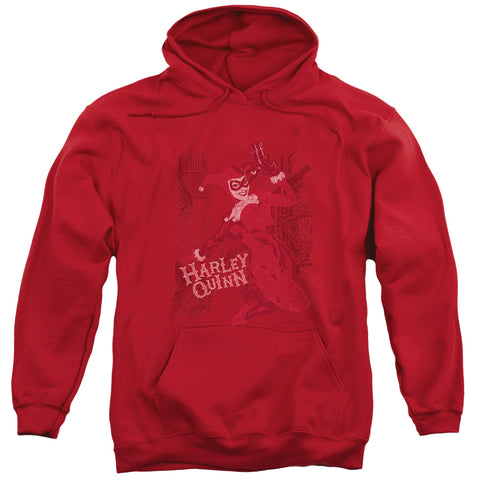 Batman/harley's Packing-adult Pull-over Hoodie-red