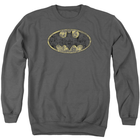 Batman/tattered Logo - Adult Crewneck Sweatshirt - Charcoal