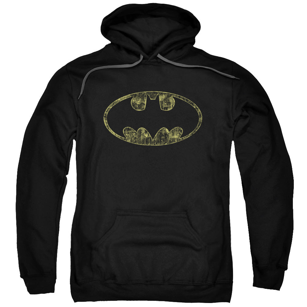 Batman/tattered Logo-adult Pull-over Hoodie-black