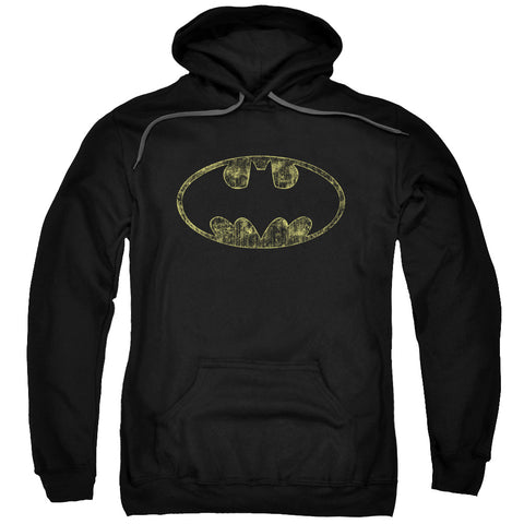 Batman/tattered Logo-adult Pull-over Hoodie-black