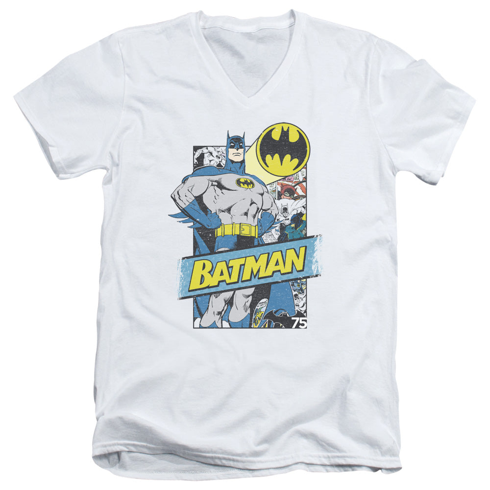 Batman/out Of The Pages-s/s Adult V-neck 30/1-white