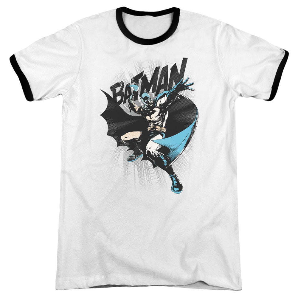 Batman/batarang Throw - Adult Ringer - White/black