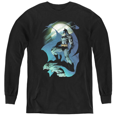 Batman/glow Of The Moon-youth Long Sleeve Tee-black