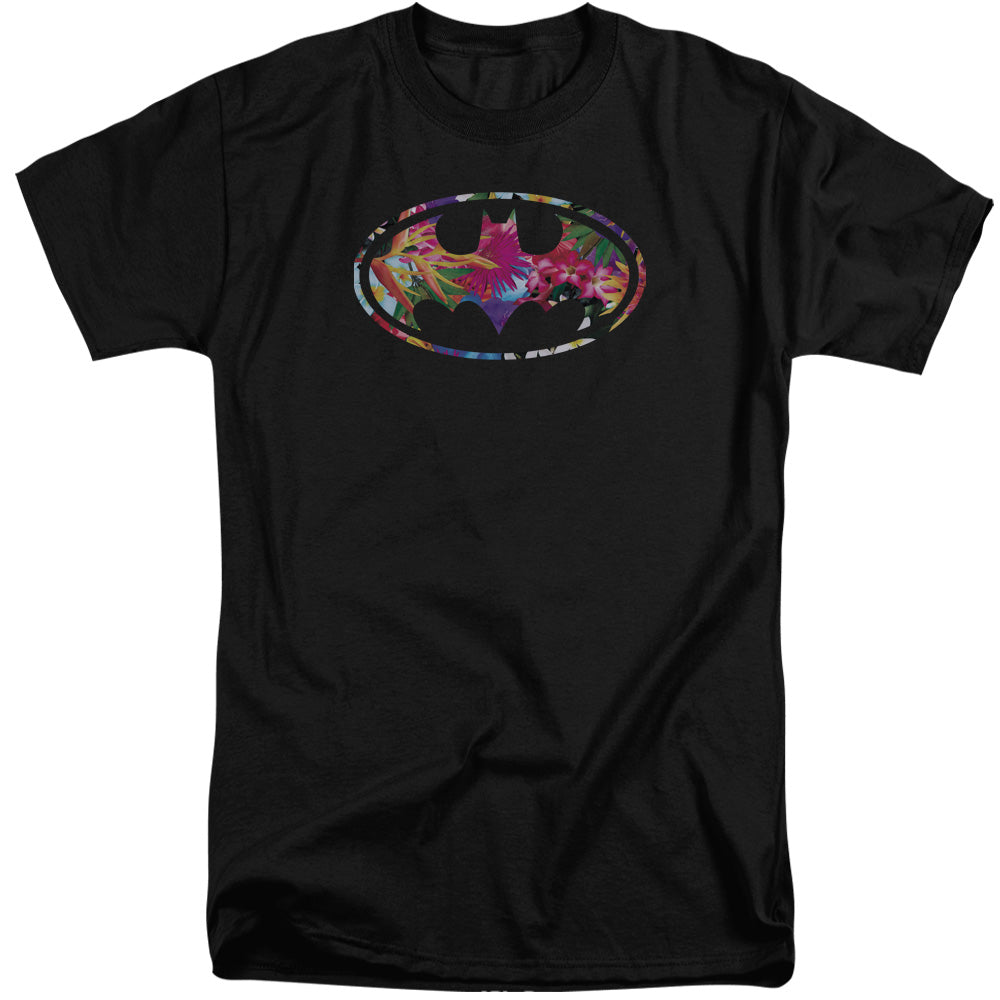 Batman/hawaiian Shield-s/s Adult Tall-black