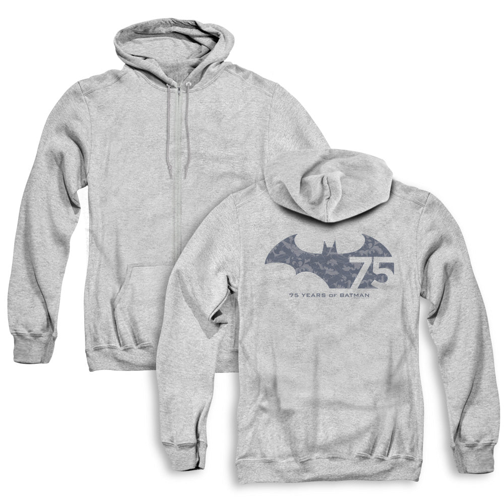 Batman/75 Year Collage (back Print) - Adult Zipper Hoodie-athletic Heather