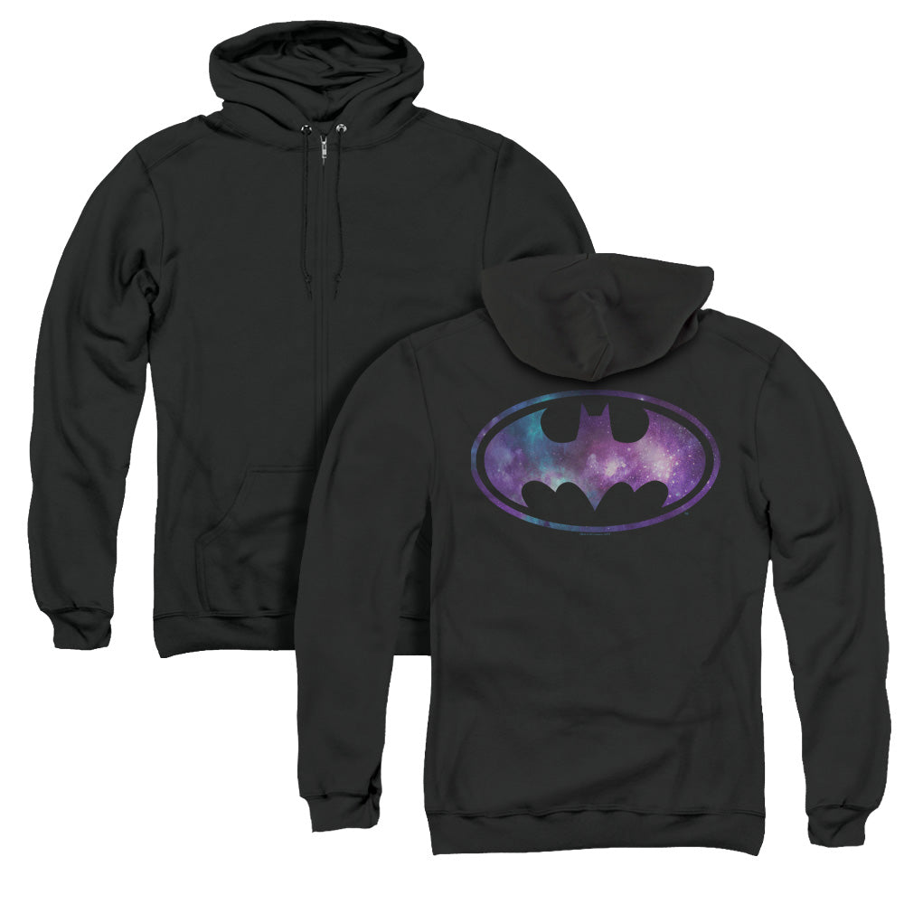 Batman/galaxy Signal (back Print) - Adult Zipper Hoodie-black