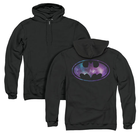 Batman/galaxy Signal (back Print) - Adult Zipper Hoodie-black