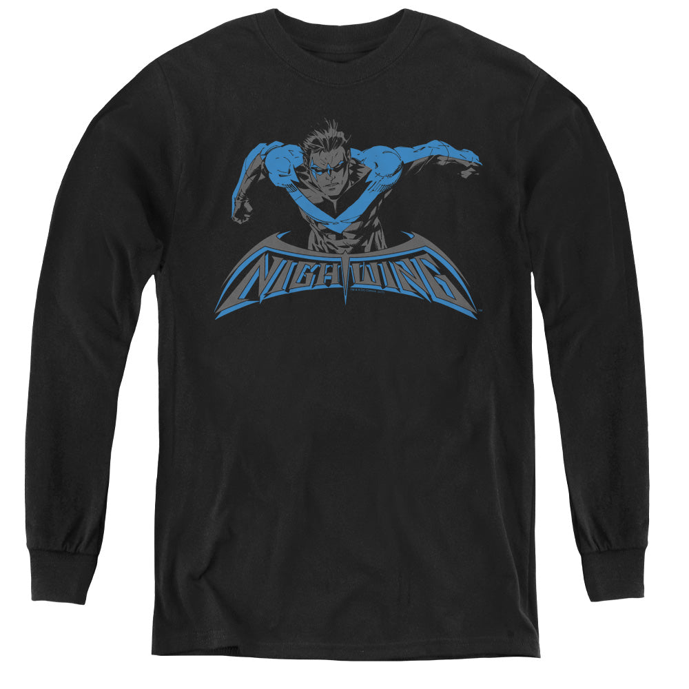 Batman/wing Of The Night-youth Long Sleeve Tee-black