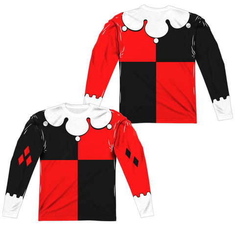 Batman/quinn Costume (front/back Print)-l/s Adult Poly Crew -white