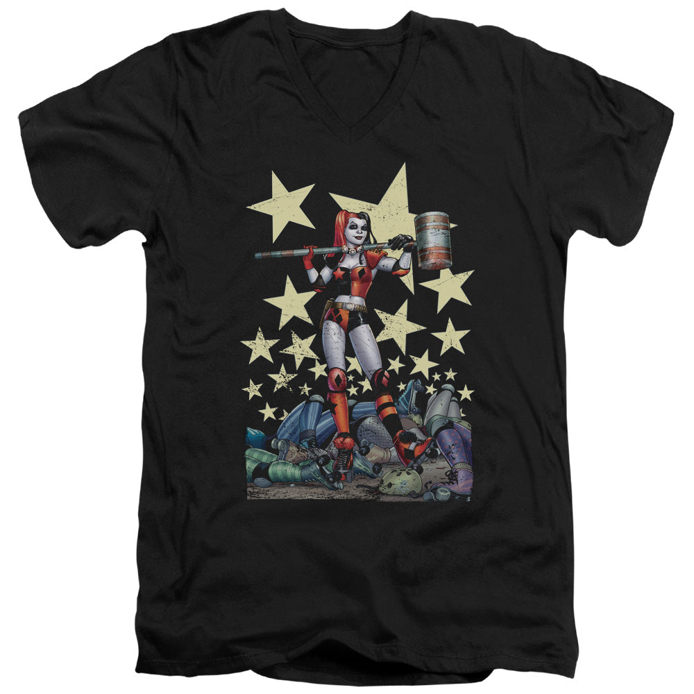 Batman/hammer Time-s/s Adult V-neck 30/1-black