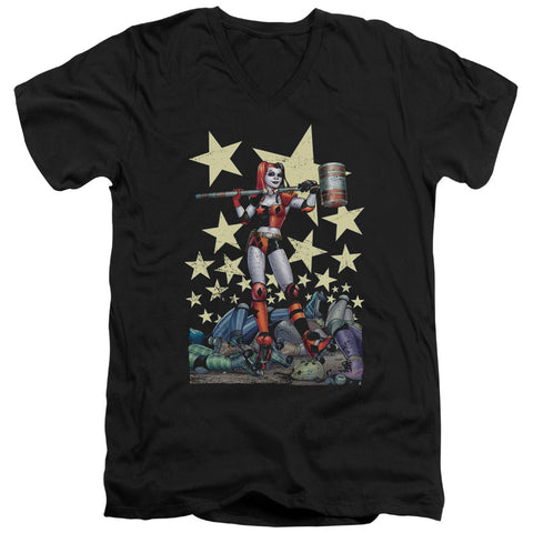 Batman/hammer Time-s/s Adult V-neck 30/1-black
