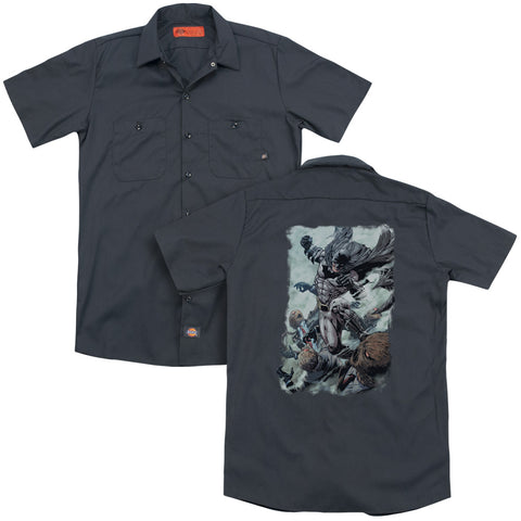 Batman/punch(back Print) - Adult Work Shirt - Charcoal