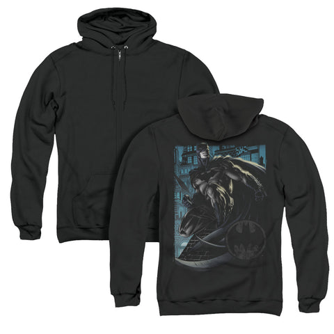 Batman/knight Falls In Gotham (back Print) - Adult Zipper Hoodie-black