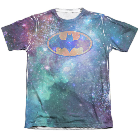 Batman/galaxy Symbol-adult Poly/cotton S/s Tee-white