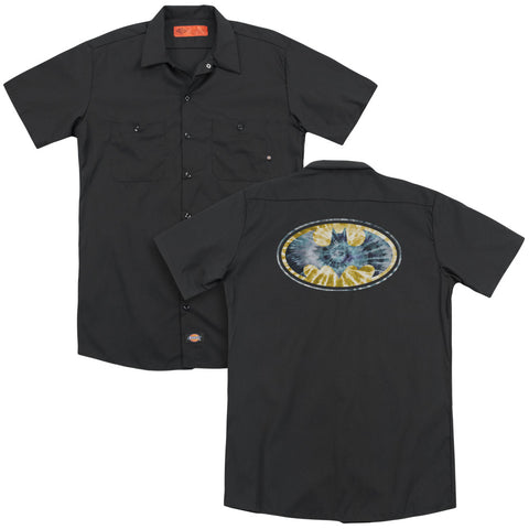 Batman/tie Dye 3(back Print) - Adult Work Shirt - Black