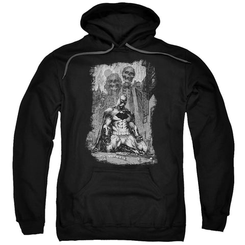 Batman/sketchy Shadows-adult Pull-over Hoodie-black