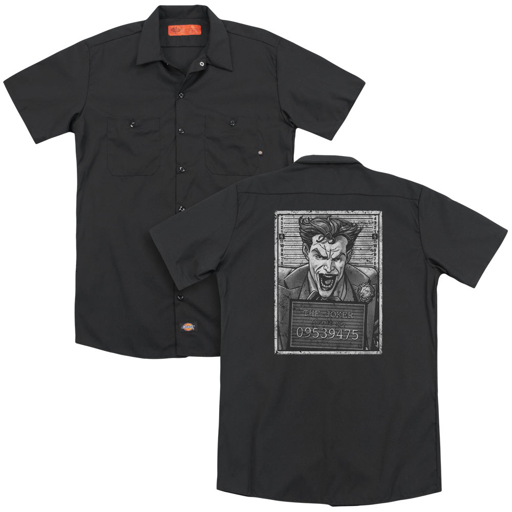 Batman/joker Inmate(back Print) - Adult Work Shirt - Black