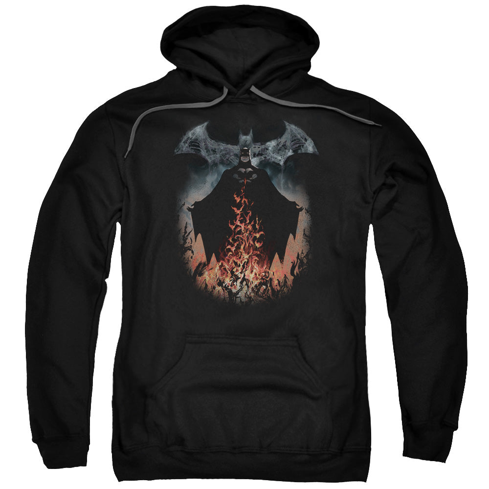 Batman/smoke & Fire-adult Pull-over Hoodie-black