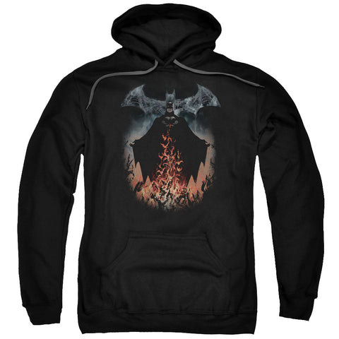Batman/smoke & Fire-adult Pull-over Hoodie-black