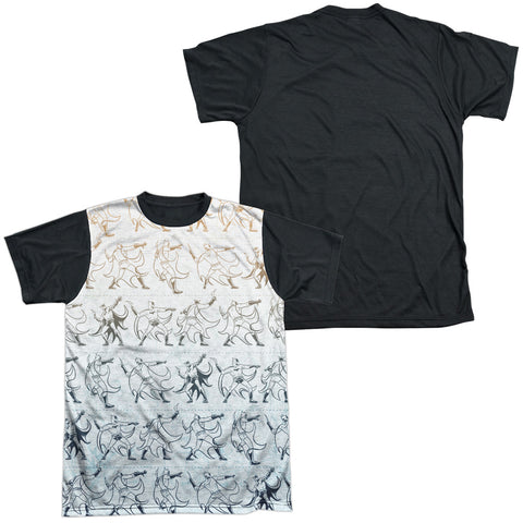 Batman/batarang Pattern-s/s Adult White Front Black Back  -white