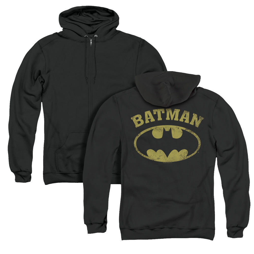 Batman/over Symbol (back Print) - Adult Zipper Hoodie-black