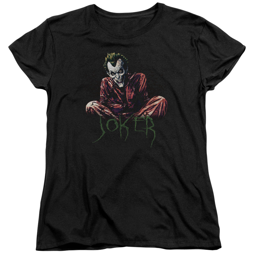 Batman/straight Jacket-s/s Womens Tee-black