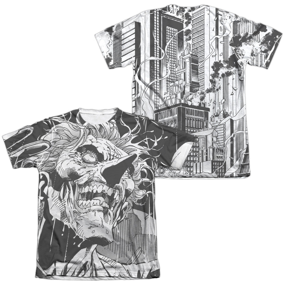 Batman/joker (front/back Print)-adult Poly/cotton S/s Tee-white