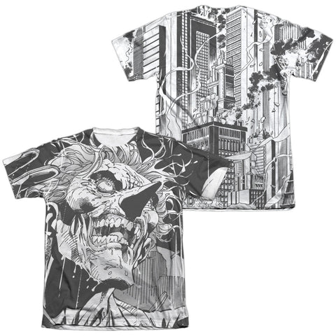 Batman/joker (front/back Print)-adult Poly/cotton S/s Tee-white