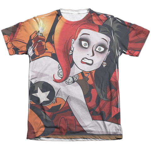 Batman/harley Cooke Cover-adult Poly/cotton S/s Tee-white