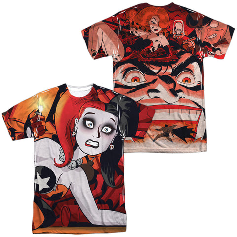 Batman/harley Cooke Cover (front/back Print)-s/s Adult Poly Crew-white