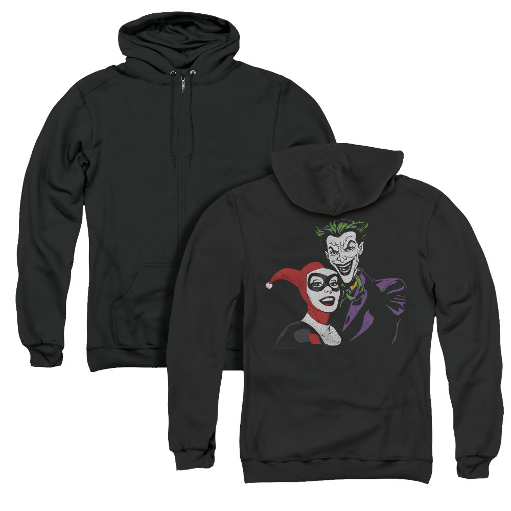 Batman/joker & Harley (back Print) - Adult Zipper Hoodie-black