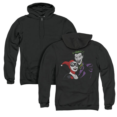 Batman/joker & Harley (back Print) - Adult Zipper Hoodie-black