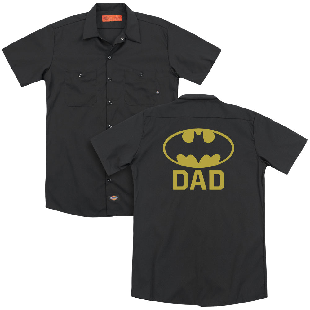 Batman/bat Dad(back Print) - Adult Work Shirt - Black